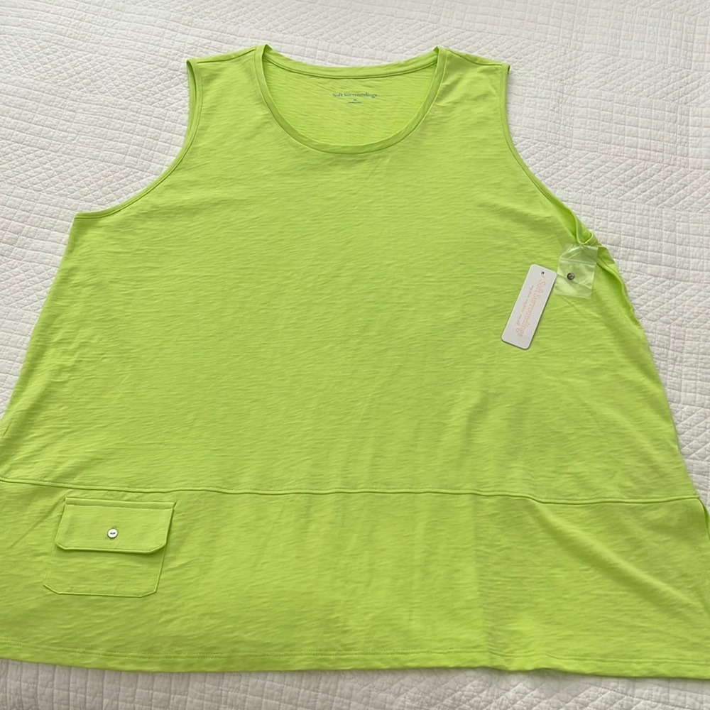 NWT Soft Surroundings  Scoop Neck Sleeveless Lagenlook Top w Pocket